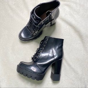 ZARA Lugged Sole Heeled Booties